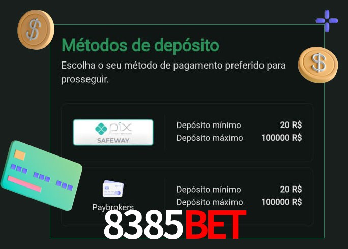 O cassino 8385Bet oferece uma grande variedade de métodos de pagamento